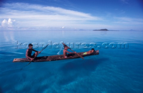 Bajau family on their way to catch fish  SabahBorneoMalaysia