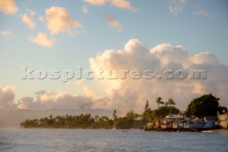 The town of Lahaina at sunset on the island of Maui.