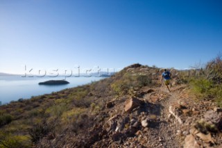 Woods Wheatcroft runs a section of trail above Concepcion Bay along the Sea of Cortez, Baja California, Mexico. Woods Wheatcroft/Aurora Photos