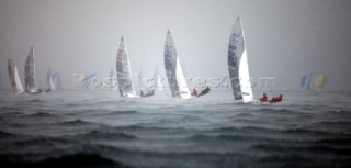 Aarhus, Denmark: 2010 SAP 505 WORLD CHAMPIONSHIP - Day 05 at the 505 Worlds. A big squall hit the fleet in race 8 with plenty of rain and strong winds. GER9027: Wolfgang Hunger / Julien Kleiner win the Gold medal. 126 competitors are competing for the World Championship trophy at the regatta which is held at Kaloe Vig Boat Club, just outside Aarhus, Denmark.