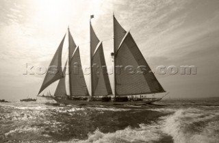 Addix, The Atlantic Challenge Cup 1997 presented by Rolex. Organised jointly by the New York Yacht Club and the Royal Yacht Squadron this superyacht race started from Ambrose Light (New York) and finished off The Lizard, Cornwall, UK.