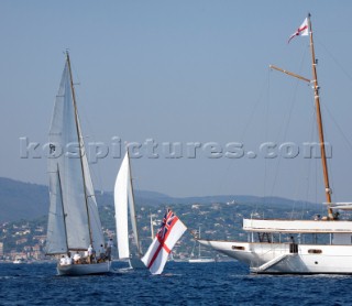 Argyall & Skylark start the match race using Talitha as the committee boat