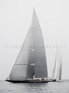 J Class Rainbow racing in Falmouth, UK, during 2012