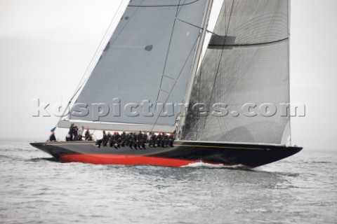 J Class Rainbow racing in Falmouth UK during 2012