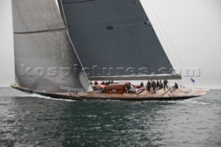 J Class Rainbow racing in Falmouth, UK, during 2012