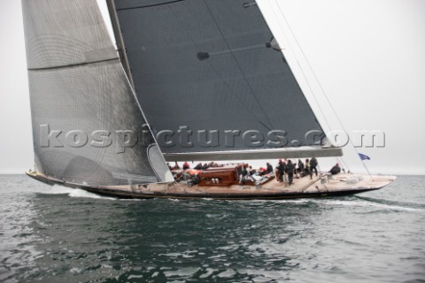 J Class Rainbow racing in Falmouth UK during 2012