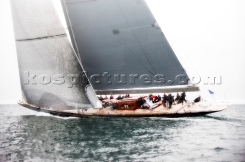 J Class Rainbow racing in Falmouth UK during 2012