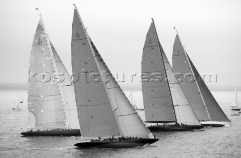 Start line of the J Class regatta Falmouth Rainbow Velsheda Lionheart