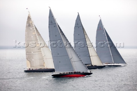 Start line of the J Class regatta Falmouth Rainbow Velsheda Lionheart