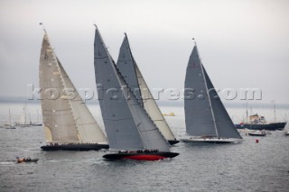 Start line of the J Class regatta Falmouth, Rainbow, Velsheda, Lionheart