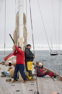 Onboard the Race Committee boat Savannah with the Royal Cornwall Yacht club