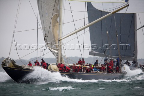 J Class racing in the J Class Regatta on The Solent Isle of Wight UK on July 18th 2012 Winds gusted 