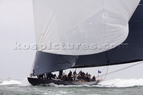 J Class racing in the J Class Regatta on The Solent Isle of Wight UK on July 18th 2012 Winds gusted 