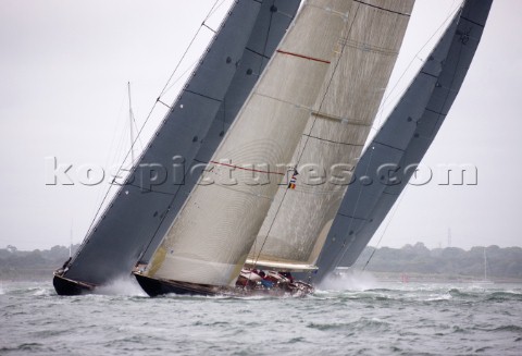 J Class racing in the J Class Regatta on The Solent Isle of Wight UK on July 18th 2012 Winds gusted 