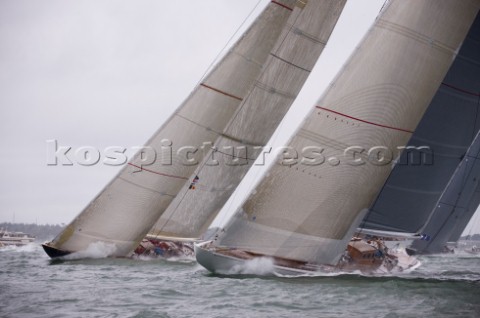 J Class racing in the J Class Regatta on The Solent Isle of Wight UK on July 18th 2012 Winds gusted 