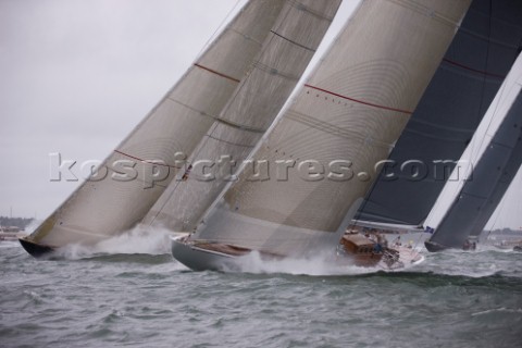 J Class racing in the J Class Regatta on The Solent Isle of Wight UK on July 18th 2012 Winds gusted 