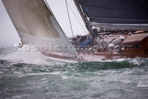 J Class racing in the J Class Regatta on The Solent Isle of Wight UK on July 18th 2012 Winds gusted 