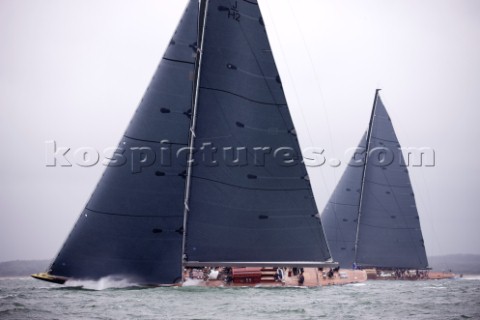 J Class racing in the J Class Regatta on The Solent Isle of Wight UK on July 18th 2012 Winds gusted 