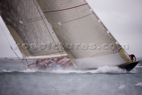 J Class racing in the J Class Regatta on The Solent Isle of Wight UK on July 18th 2012 Winds gusted 