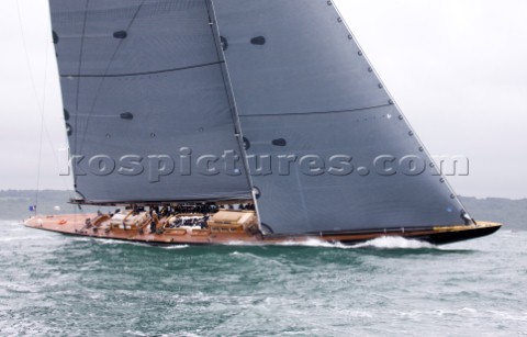 J Class racing in the J Class Regatta on The Solent Isle of Wight UK on July 18th 2012 Winds gusted 