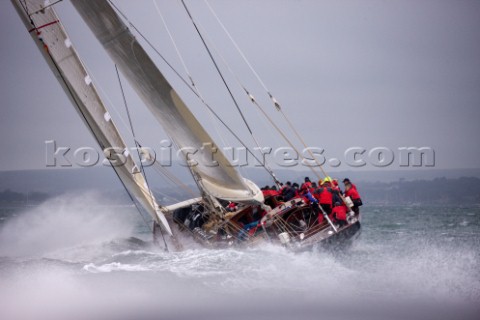 J Class racing in the J Class Regatta on The Solent Isle of Wight UK on July 18th 2012 Winds gusted 