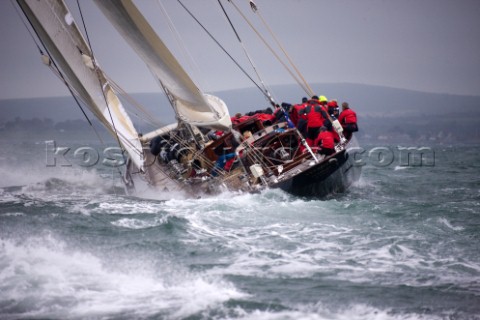 J Class racing in the J Class Regatta on The Solent Isle of Wight UK on July 18th 2012 Winds gusted 