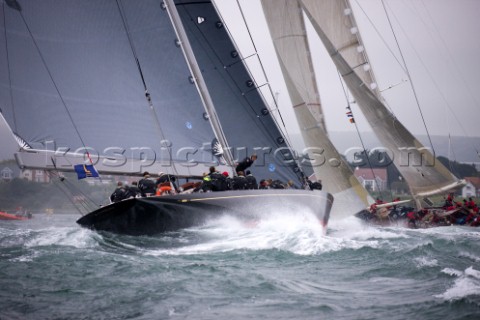 J Class racing in the J Class Regatta on The Solent Isle of Wight UK on July 18th 2012 Winds gusted 