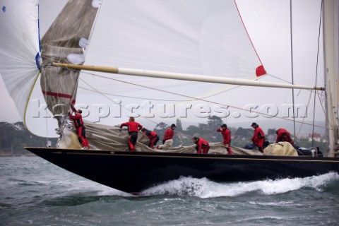 J Class racing in the J Class Regatta on The Solent Isle of Wight UK on July 18th 2012 Winds gusted 