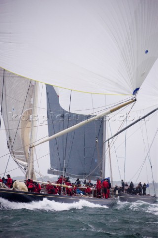 J Class racing in the J Class Regatta on The Solent Isle of Wight UK on July 18th 2012 Winds gusted 