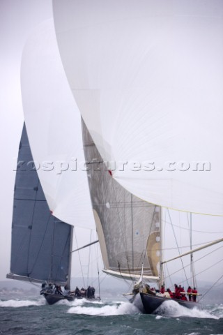 J Class racing in the J Class Regatta on The Solent Isle of Wight UK on July 18th 2012 Winds gusted 