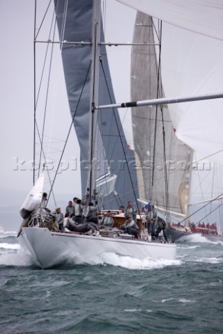 J Class racing in the J Class Regatta on The Solent Isle of Wight UK on July 18th 2012 Winds gusted 