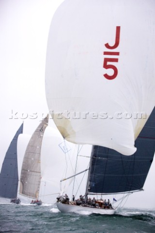 J Class racing in the J Class Regatta on The Solent Isle of Wight UK on July 18th 2012 Winds gusted 