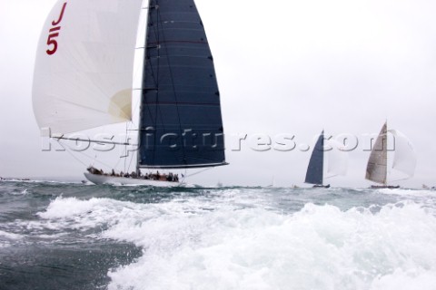 J Class racing in the J Class Regatta on The Solent Isle of Wight UK on July 18th 2012 Winds gusted 