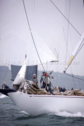 J Class racing in the J Class Regatta on The Solent Isle of Wight UK on July 18th 2012 Winds gusted 