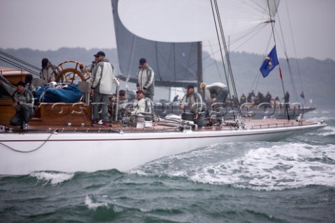 J Class racing in the J Class Regatta on The Solent Isle of Wight UK on July 18th 2012 Winds gusted 