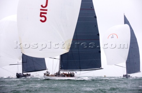 J Class racing in the J Class Regatta on The Solent Isle of Wight UK on July 18th 2012 Winds gusted 