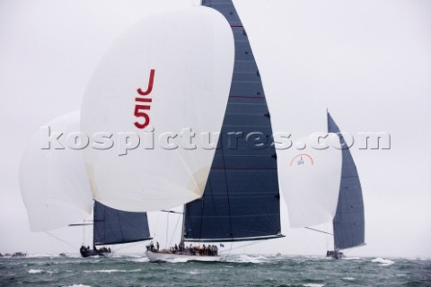 J Class racing in the J Class Regatta on The Solent Isle of Wight UK on July 18th 2012 Winds gusted 