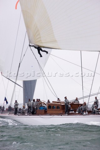 J Class racing in the J Class Regatta on The Solent Isle of Wight UK on July 18th 2012 Winds gusted 