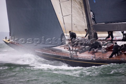 J Class racing in the J Class Regatta on The Solent Isle of Wight UK on July 18th 2012 Winds gusted 