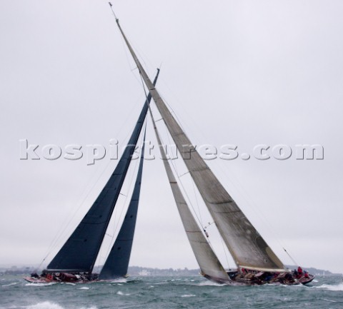 J Class racing in the J Class Regatta on The Solent Isle of Wight UK on July 18th 2012 Winds gusted 