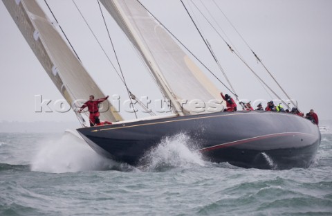 J Class racing in the J Class Regatta on The Solent Isle of Wight UK on July 18th 2012 Winds gusted 