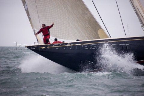 J Class racing in the J Class Regatta on The Solent Isle of Wight UK on July 18th 2012 Winds gusted 