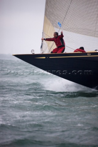 J Class racing in the J Class Regatta on The Solent Isle of Wight UK on July 18th 2012 Winds gusted 