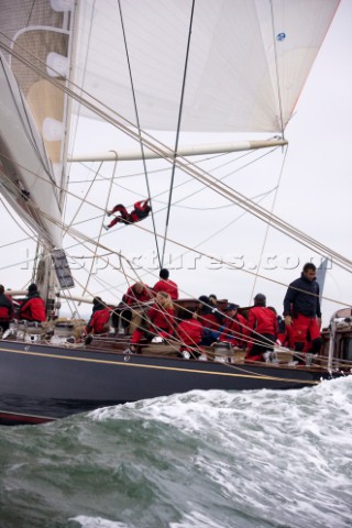 J Class racing in the J Class Regatta on The Solent Isle of Wight UK on July 18th 2012 Winds gusted 