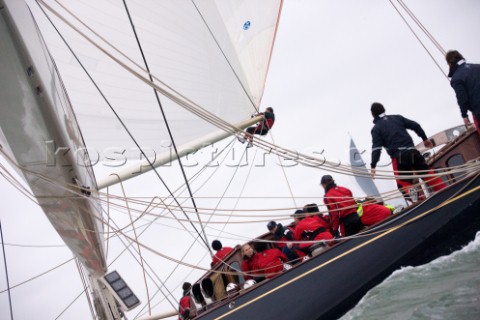 J Class racing in the J Class Regatta on The Solent Isle of Wight UK on July 18th 2012 Winds gusted 