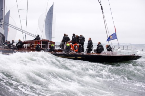 J Class racing in the J Class Regatta on The Solent Isle of Wight UK on July 18th 2012 Winds gusted 