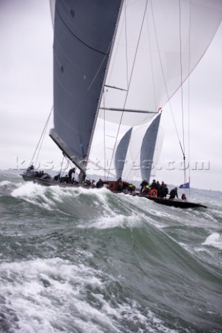 J Class racing in the J Class Regatta on The Solent Isle of Wight UK on July 18th 2012 Winds gusted 