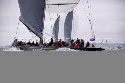 J Class racing in the J Class Regatta on The Solent Isle of Wight UK on July 18th 2012 Winds gusted 